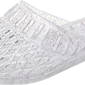Women’s Jelly Shoes Glitter Clear Flats Slip On Summer Beach Sandals